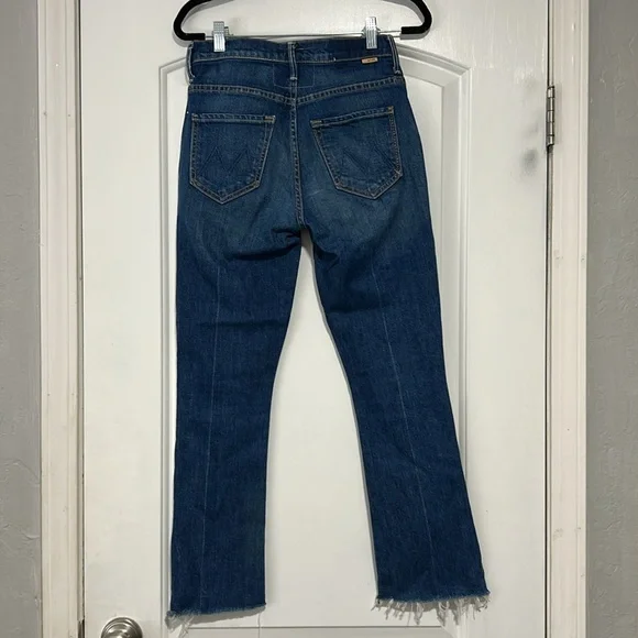 MOTHER JEANS size 25 THE INSIDER CROP STEP FRAY WOMAN TEAMING UP dark wash - Picture 12 of 16